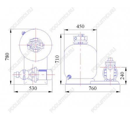 Фильтровальная установка (8м3/ч; 450мм) Emaux FSP450-4W (Opus)