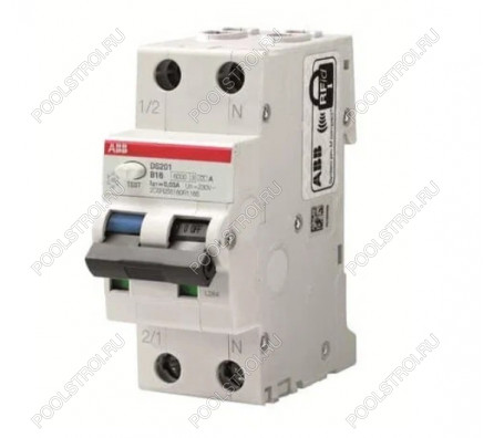 Дифференциальный автомат 1P+N. 10A. 30mA. тип АC. 6kA. (хар-ка C) ABB (DS201 C10 AC30)