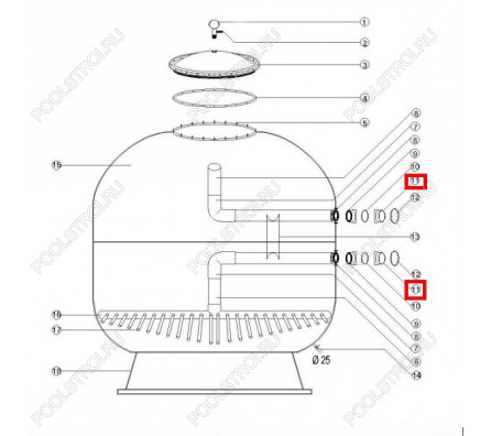Фланец для крепления 5 крановой обвязки Aquaviva 1050-1250 мм